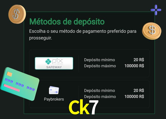 O cassino Ck7 oferece uma grande variedade de métodos de pagamento